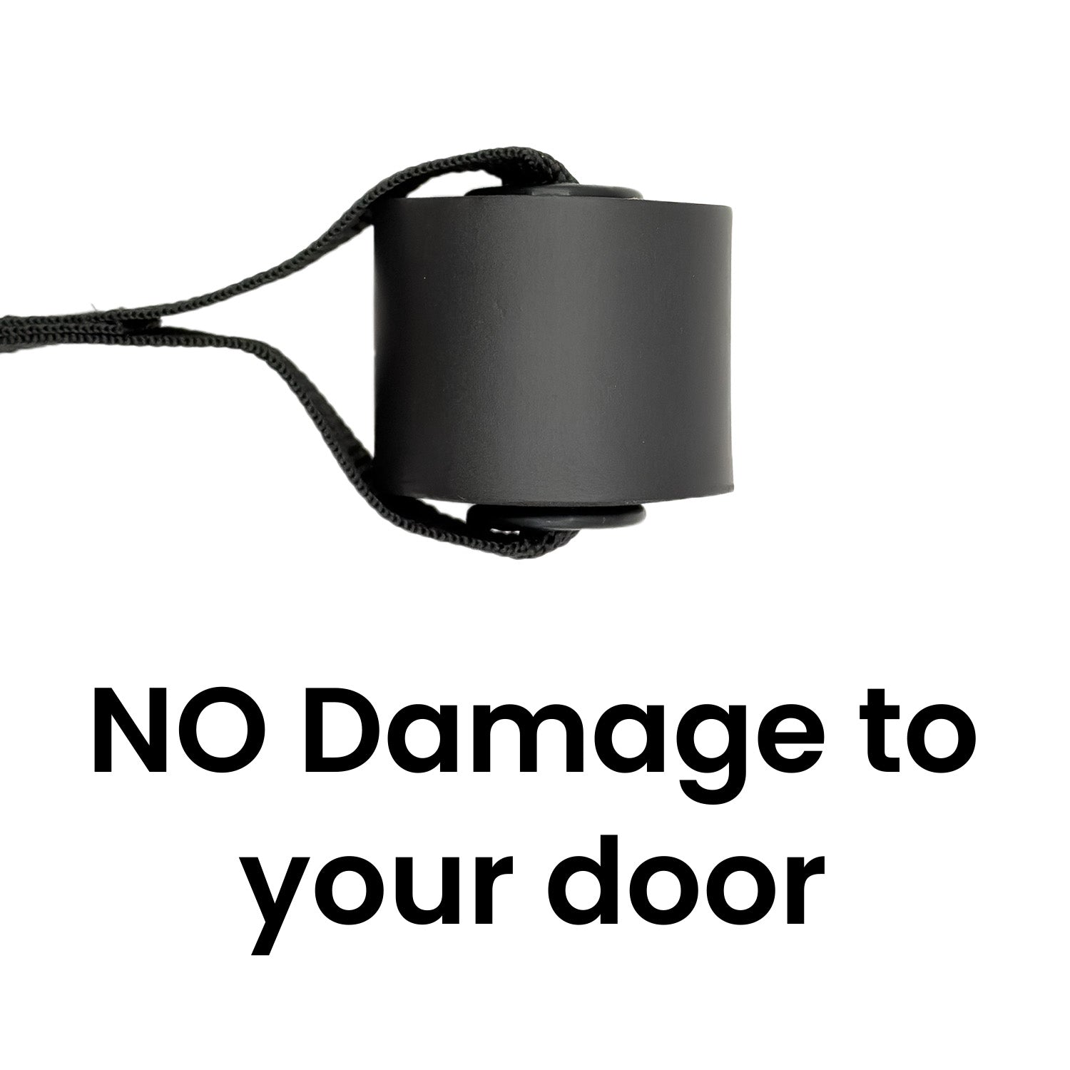 Black door anchor with text 'NO Damage to your door' on a white background